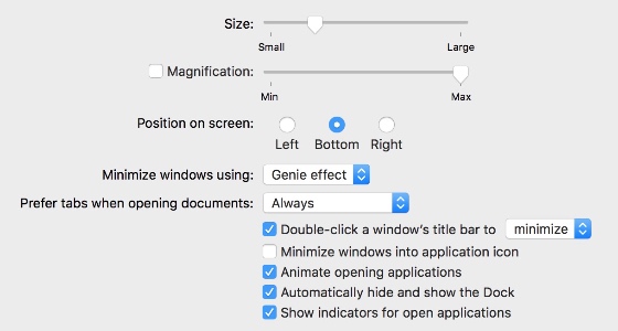 Dock Preferences